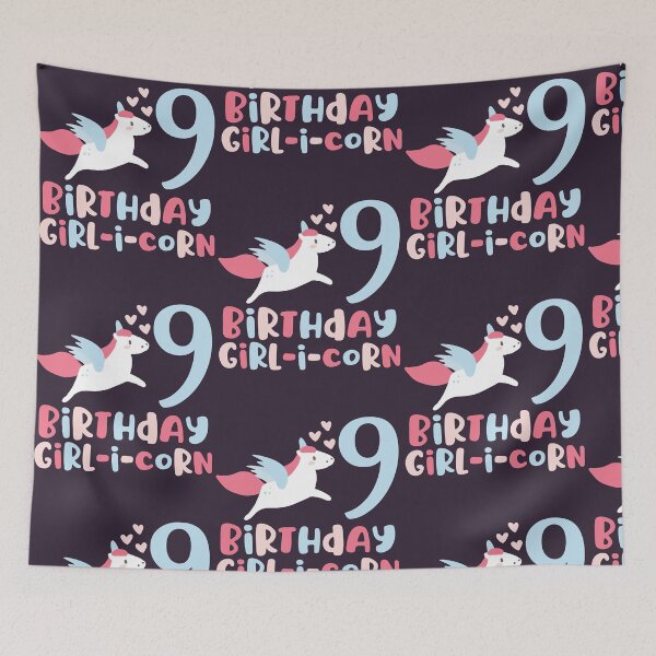 Item preview, Kids Birthday Girl-i-Corn Unicorn Alicorn Lovers Happy 9th Bday product designed and sold by doodabobs.