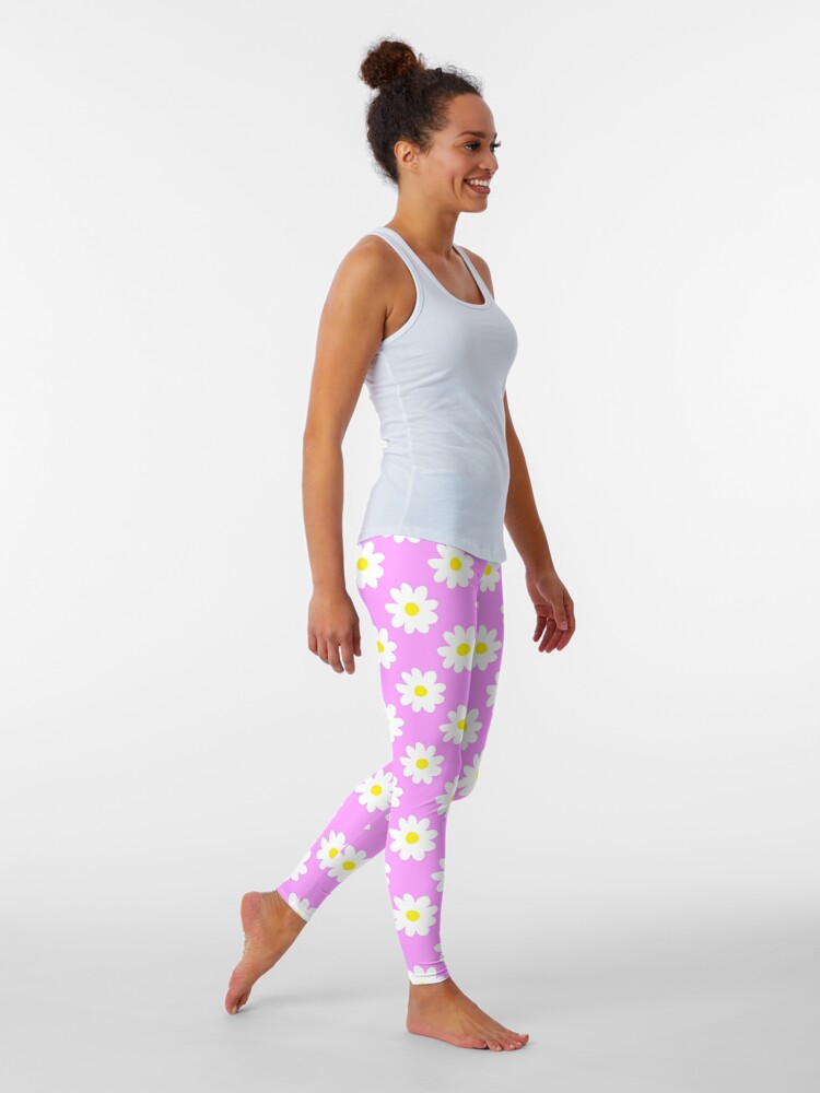 Cute Daisy Flower Pattern Pink Leggings for Sale by Julie Erin Designs