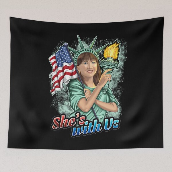 Item preview, She's With Us Lady Liberty Illustration Bright Green Splash designed and sold by NoveltyMerch.