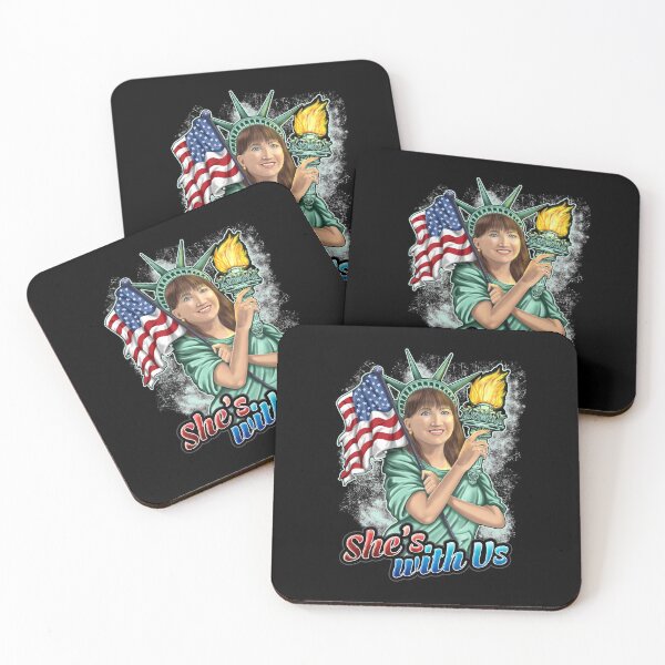 Item preview, She's With Us Lady Liberty Illustration Bright Green Splash designed and sold by NoveltyMerch.