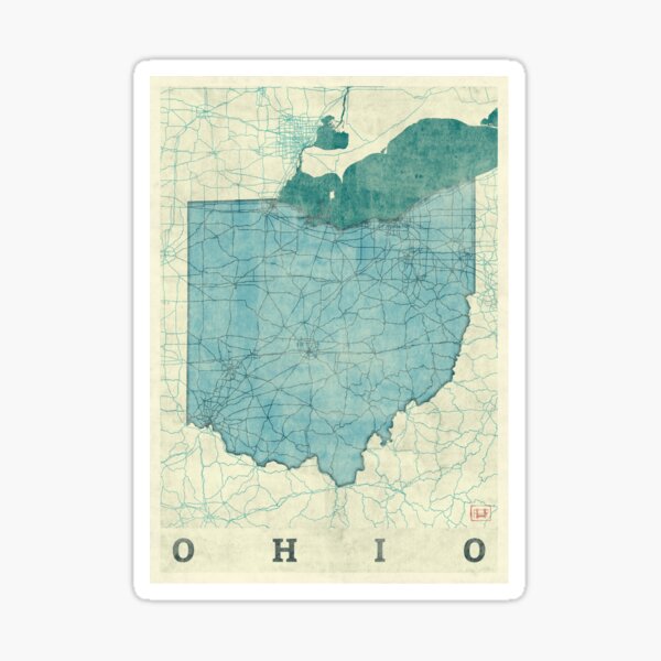 Ohio Map Blue Vintage Sticker