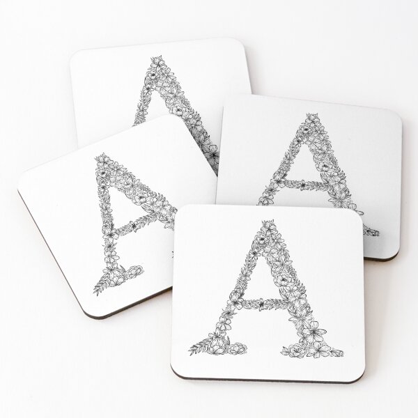 Item preview, Floral Letter A (black)  designed and sold by karaakemi.