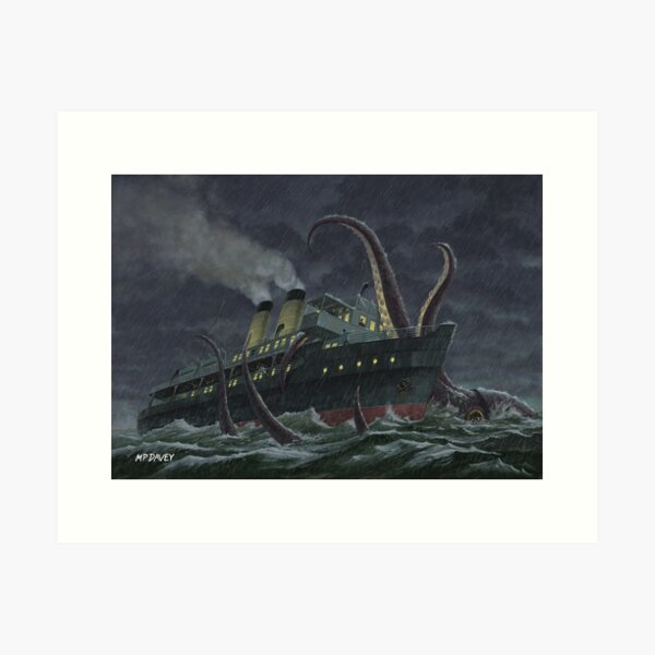 Attack Of Giant Squid Art Print