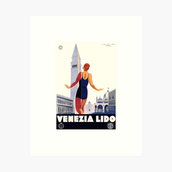 Item preview, 1930 Italy Venezia Lido ENIT Travel Poster designed and sold by retrographics.