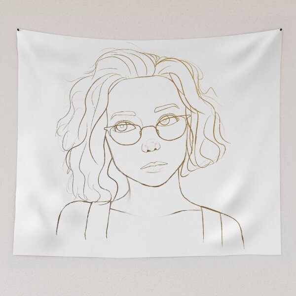Item preview, Thinking Girl Line Art designed and sold by wilderthanmost.