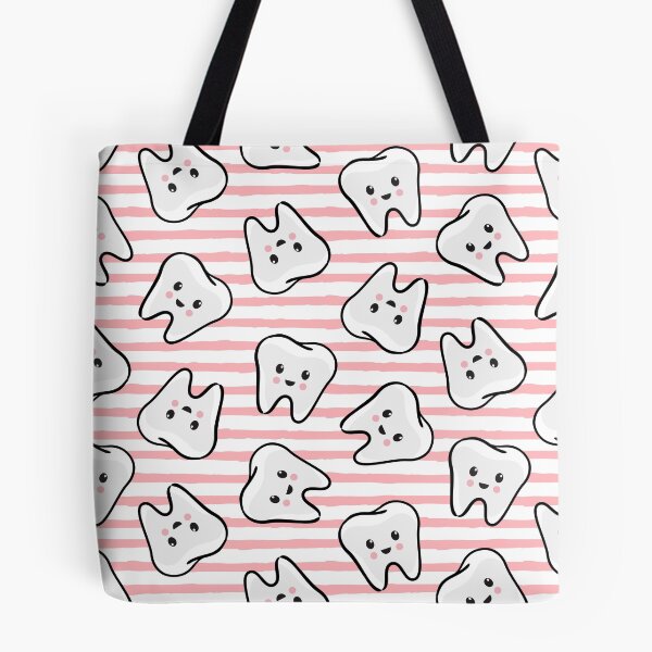 Item preview, happy teeth on pink stripes - dentistry  designed and sold by littlearrow.