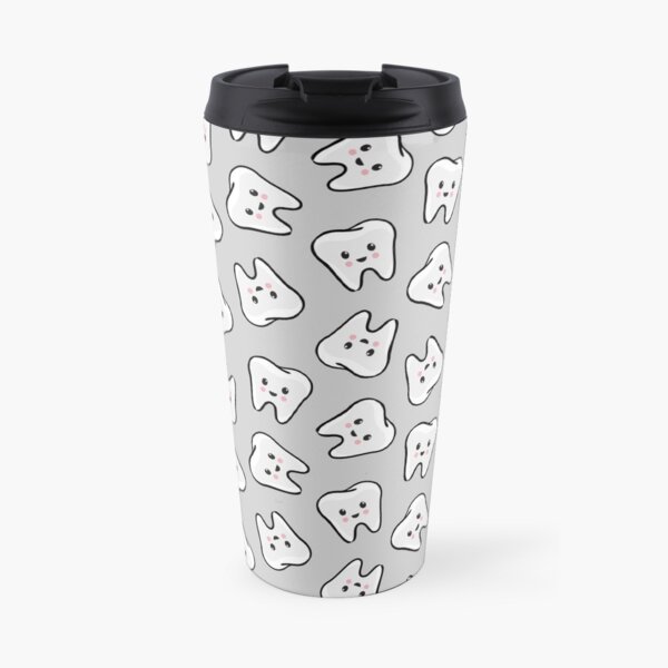 dientes felices en gris - odontología Taza de viaje