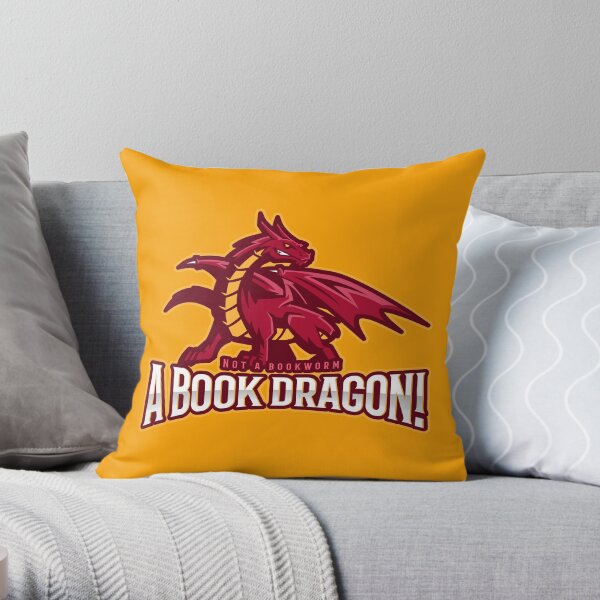 A Book Dragon Throw Pillow