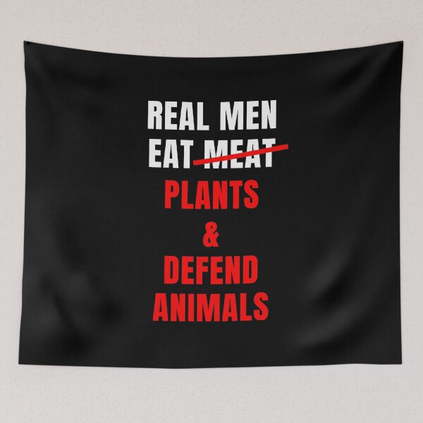 Item preview, Real Men Eat Plants and Defend Animals (Red Text Version) | Vegan Animal Rights Activism designed and sold by EarlessPierre.