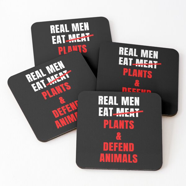 Item preview, Real Men Eat Plants and Defend Animals (Red Text Version) | Vegan Animal Rights Activism designed and sold by EarlessPierre.