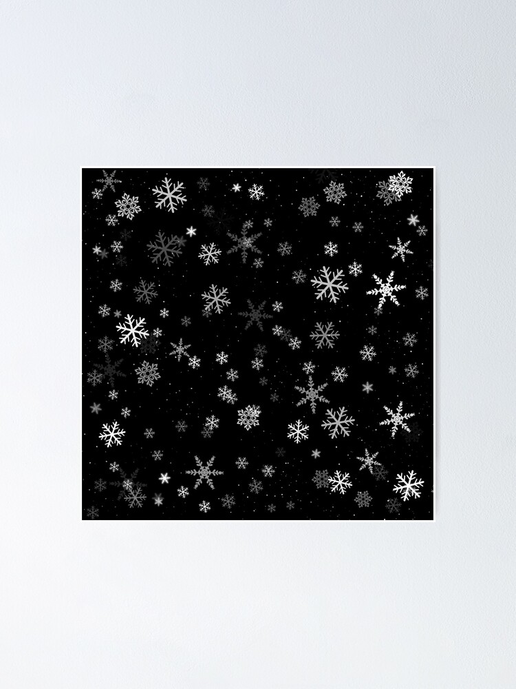 Poster Modele D Hiver De Flocons De Neige Noir Et Blanc Par Onelook Redbubble