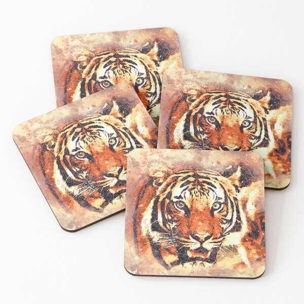 Item preview, Bengal Tiger abstarct portrait using watercolors designed and sold by Iconique Space.