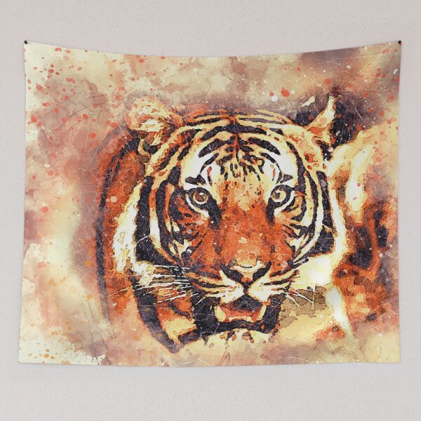 Item preview, Bengal Tiger abstarct portrait using watercolors designed and sold by Iconique Space.