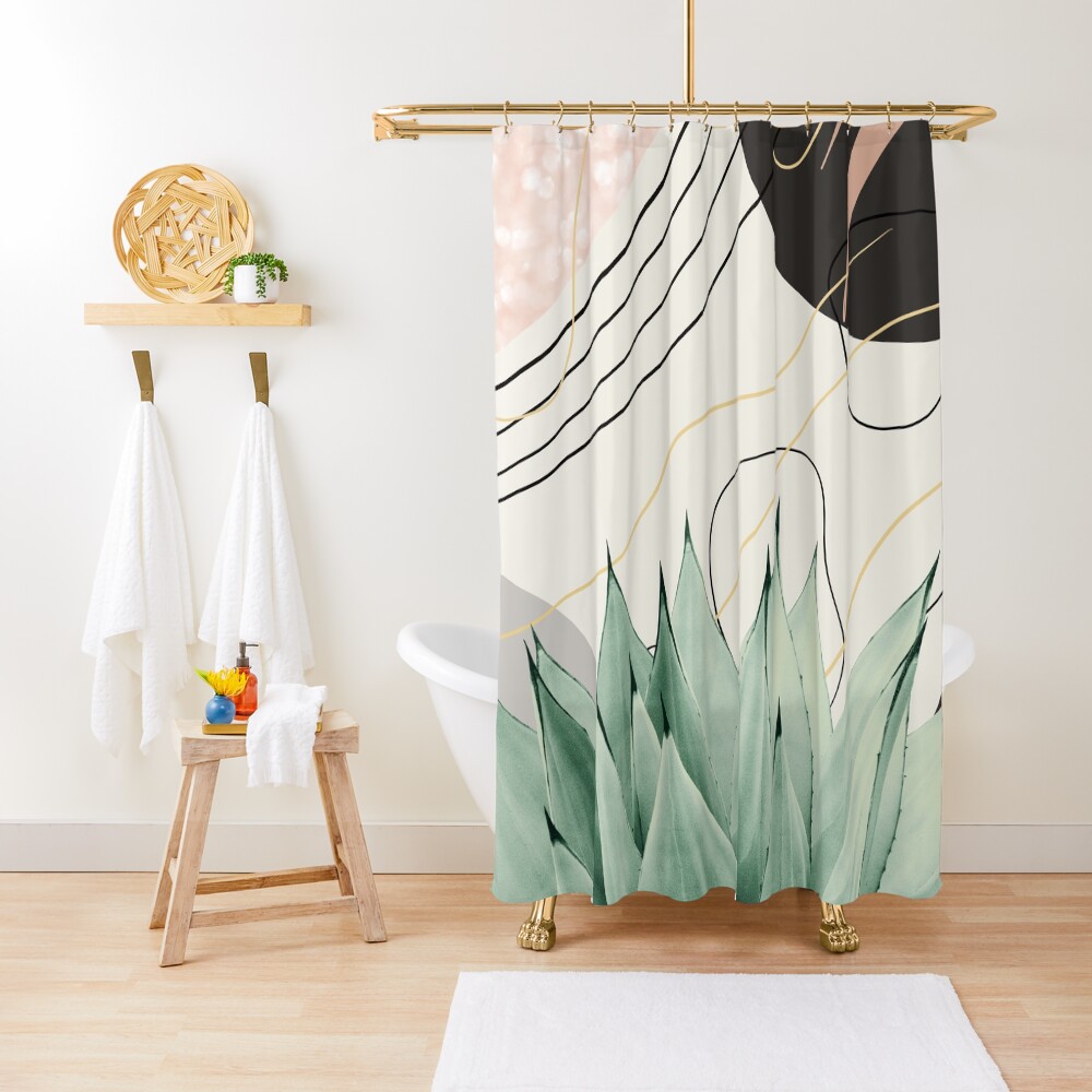 "Abstract Agave Glam 4 tropical wall decor art" Shower Curtain for
