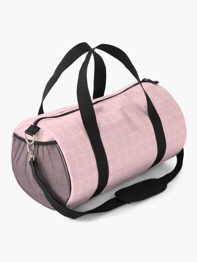 "Aesthetic Pink Grid" Duffle Bag by millafrlan Redbubble