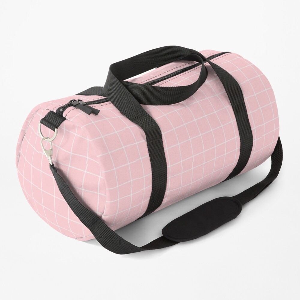 "Aesthetic Pink Grid" Duffle Bag by millafrlan Redbubble
