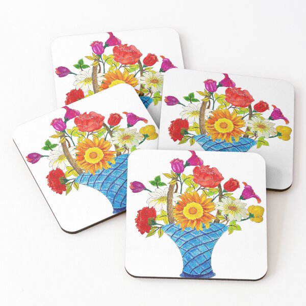 Item preview, Pencil Art Sketch A Pot Of Colorful Handdrawn Flower Bouquet designed and sold by WheresMyMojo.