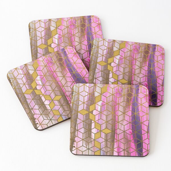Item preview, Pink Rose Gold Gradient Gold Cubes designed and sold by T-shirt-Designs.