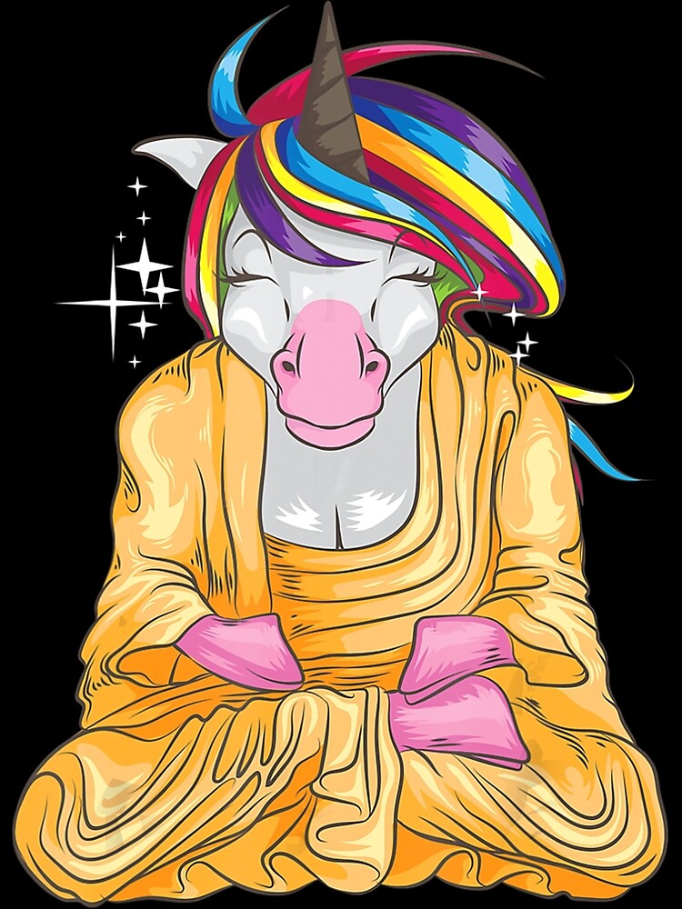 "Cool Unicorn Buddhist Meditation Funny Yoga Teacher Animal Lover" Art Print for Sale by