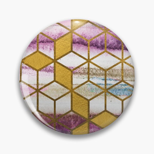 Item preview, Pink Rose Gold Graphic Gold Cubes Watercolour designed and sold by T-shirt-Designs.
