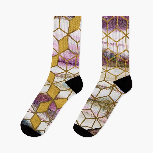 Item preview, Pink Rose Gold Graphic Gold Cubes Watercolour designed and sold by T-shirt-Designs.