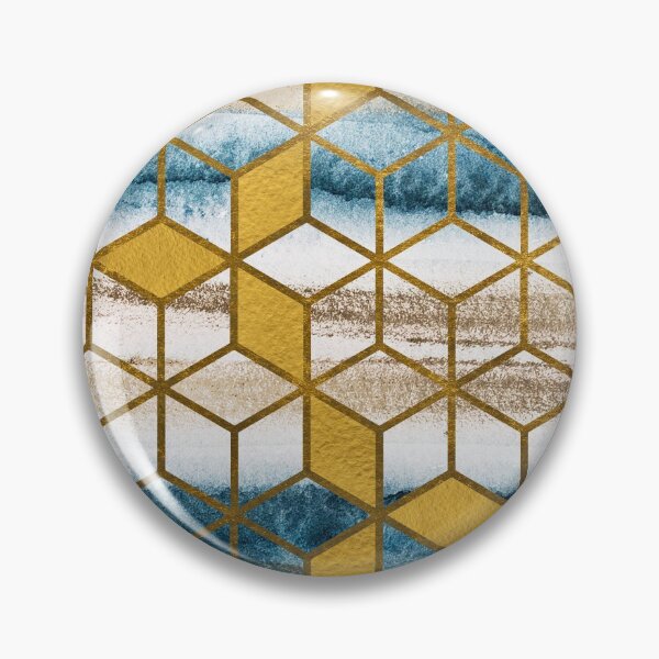 Item preview, Blue Rose Gold Graphic Gold Cubes Watercolour designed and sold by T-shirt-Designs.