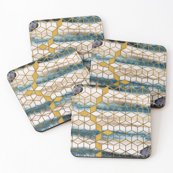 Item preview, Blue Rose Gold Graphic Gold Cubes Watercolour designed and sold by T-shirt-Designs.