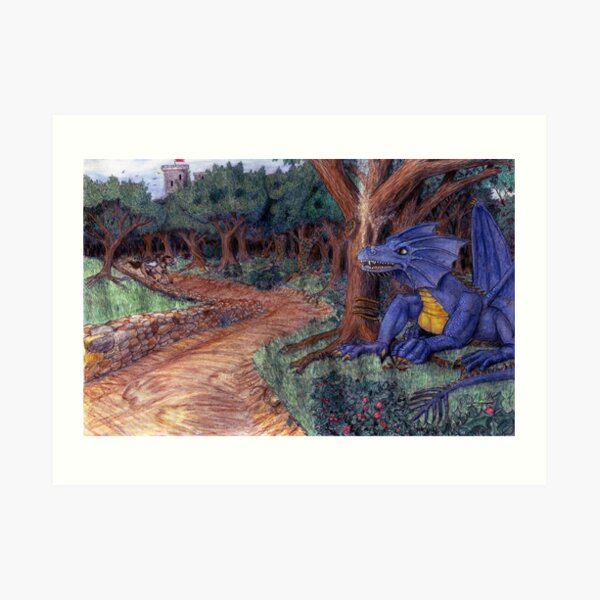 Lying In Wait - Dragon and Maiden Art Print