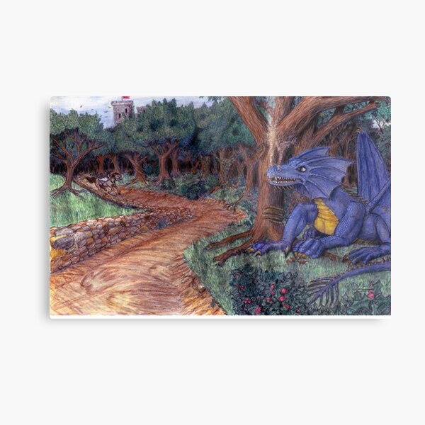 Lying In Wait - Dragon and Maiden Metal Print