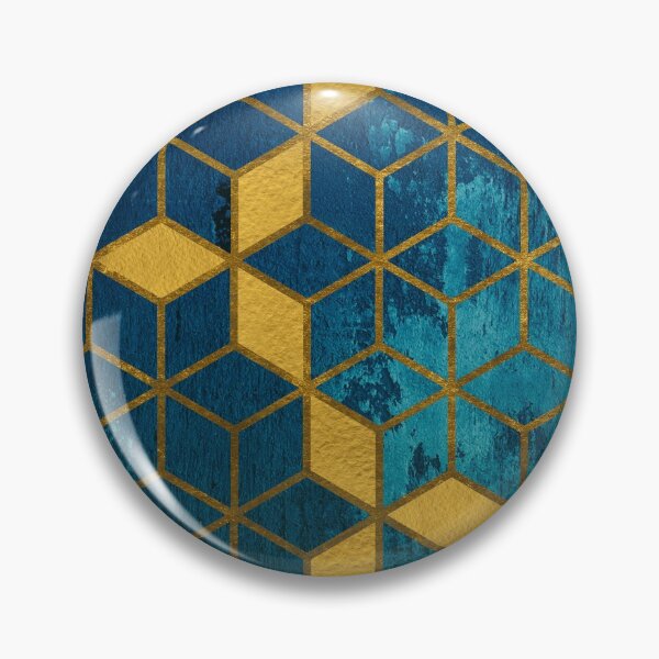 Item preview, Teal and Aqua Graphic Gold Cubes Pattern designed and sold by T-shirt-Designs.