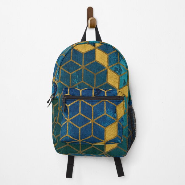 Item preview, Teal and Aqua Graphic Gold Cubes Pattern designed and sold by T-shirt-Designs.
