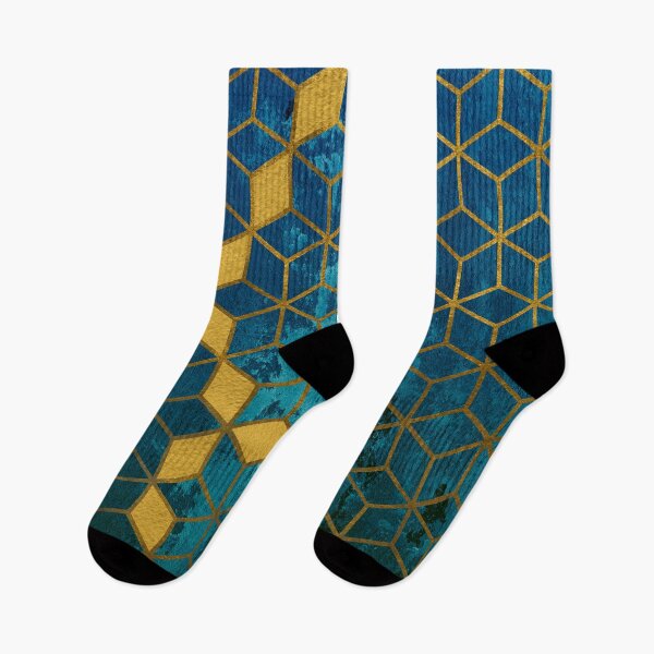 Item preview, Teal and Aqua Graphic Gold Cubes Pattern designed and sold by T-shirt-Designs.