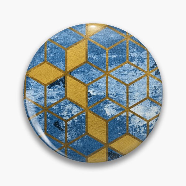 Item preview, Blue and Aqua Graphic Gold Cubes Pattern designed and sold by T-shirt-Designs.