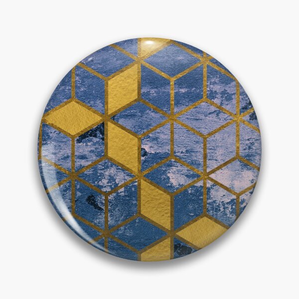 Item preview, Blue and Purple Graphic Gold Cubes Pattern designed and sold by T-shirt-Designs.