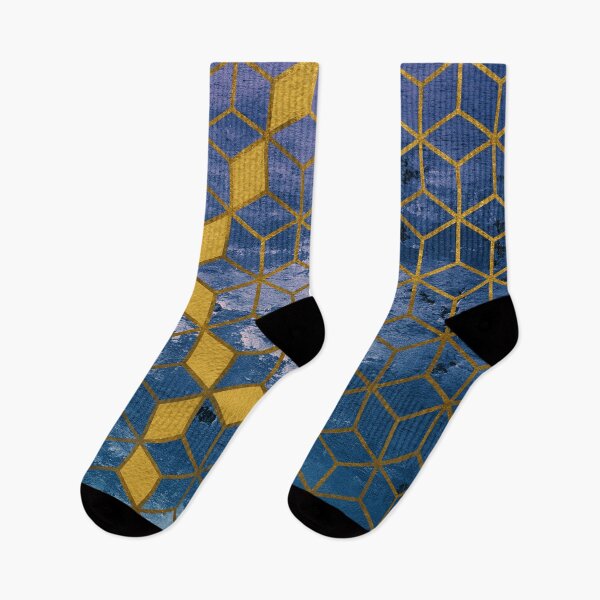 Item preview, Blue and Purple Graphic Gold Cubes Pattern designed and sold by T-shirt-Designs.