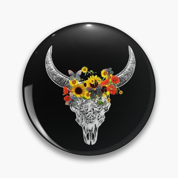 Item preview, Skull and Crown poppy and sunflowers,  cool Watercolor  designed and sold by Collagedream.