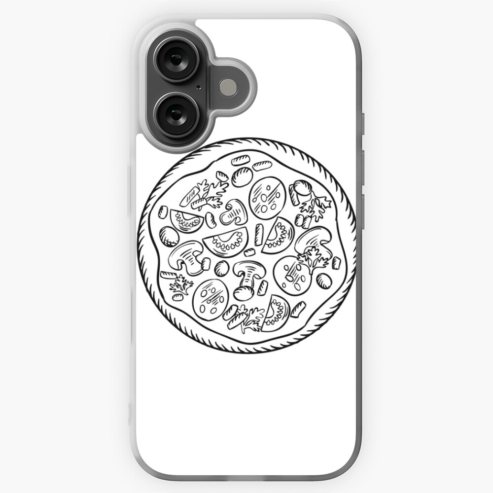 Adorable Pizza Outline Sketch Sticker