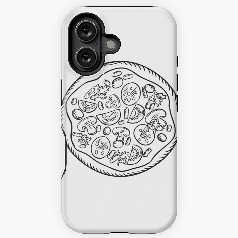 Adorable Pizza Outline Sketch Sticker