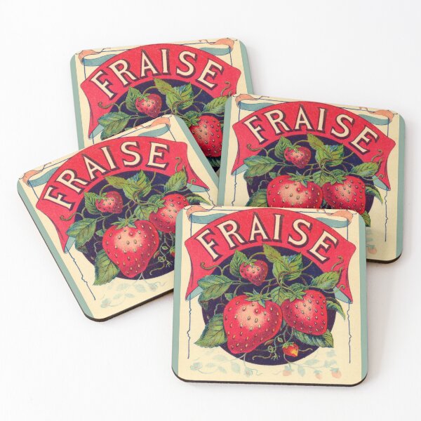 Item preview, Fraise French Vintage Fruit Label designed and sold by BergamotTeapot.