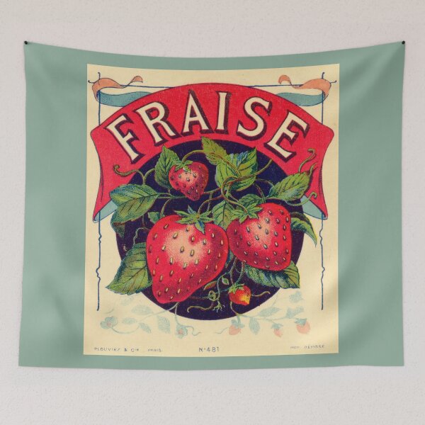 Item preview, Fraise French Vintage Fruit Label designed and sold by BergamotTeapot.