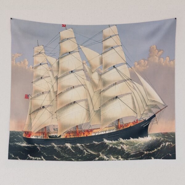 Item preview, Vintage Sailor Ship in the Stormy Ocean Illustration designed and sold by OneandHalf.