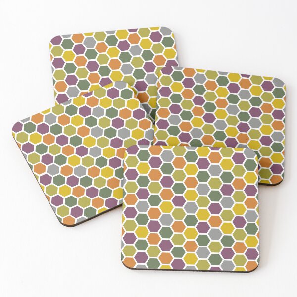 Item preview, Autumn Fall Hexagons Honeycomb on White designed and sold by Digital-Bexy.