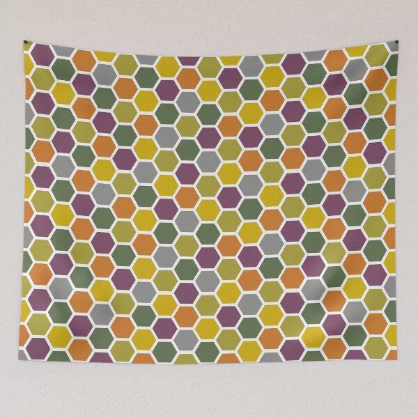 Item preview, Autumn Fall Hexagons Honeycomb on White designed and sold by Digital-Bexy.
