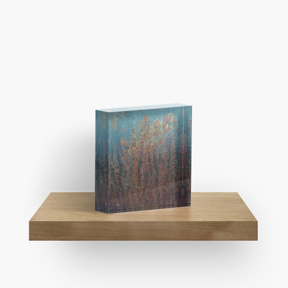 "Schmutzige rostige blaue und braune Metallfarbe" Acrylblock von