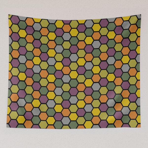 Item preview, Autumn Fall Hexagons Honeycomb on Black designed and sold by Digital-Bexy.
