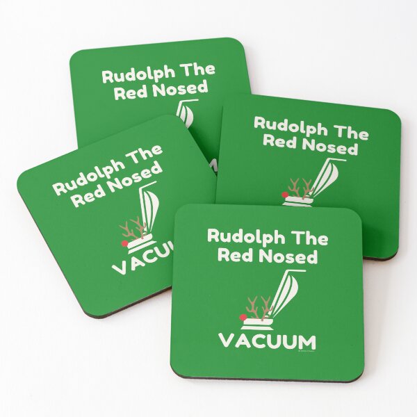 Rudolph The Red-Nosed Vacuum, Cleaning Crew, Housekeeper Fun Coasters (Set of 4)