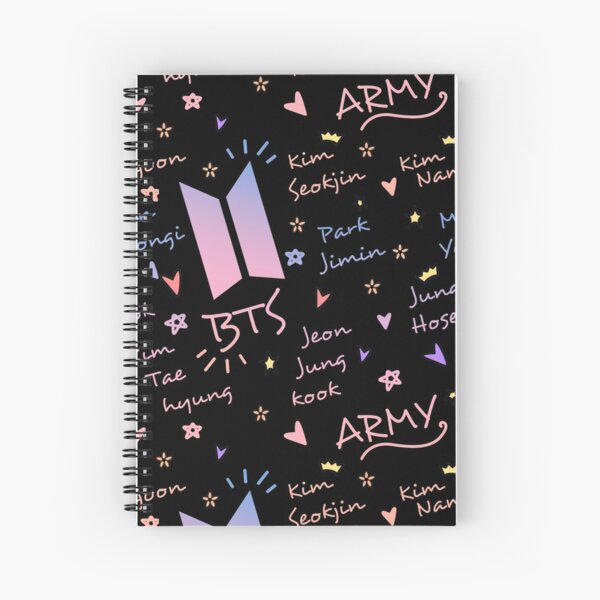 BTS x ARMY doodle pattern (dark version) Spiral Notebook