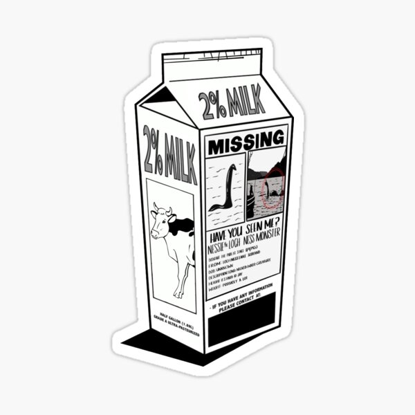 "Nessie Milk carton have you seen me?" Sticker for Sale by NomiBee