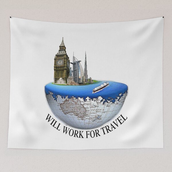 Item preview, Will Work For Travel designed and sold by eufouria.