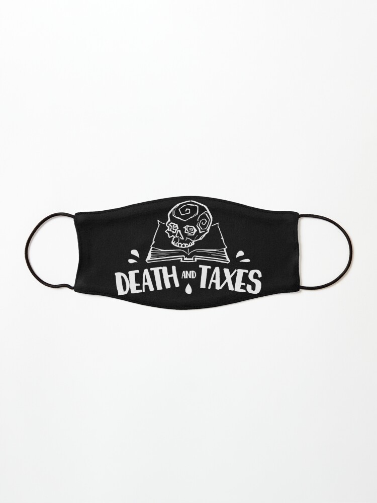 Thumbnail 1 of 5, Mask, Death and Taxes, Simplistic Logo in White designed and sold by lilgreenfreaky.
